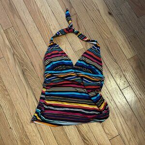Nautica Swim Tankini,‎ Halter Style Ties at Neck, Built in Padded Bra, Size S